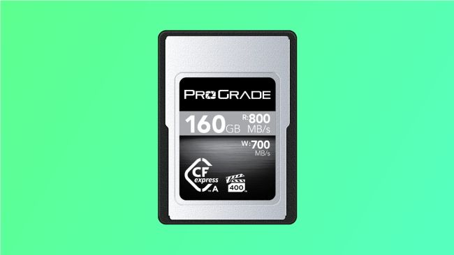 ProGrade CFexpress card on green background