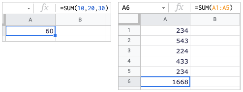 SUM function in Google Sheets
