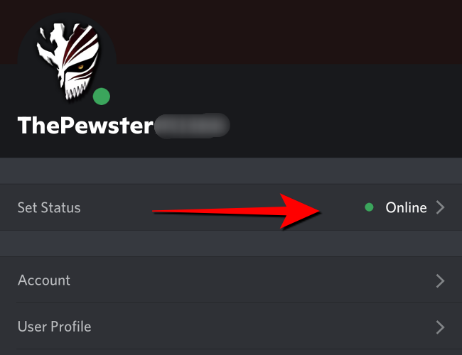 Select "Online" next to "Set Status" section.