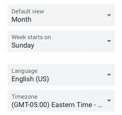 Calendar view settings