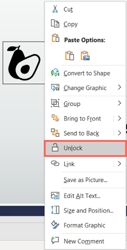 Select Unlock in the shortcut menu