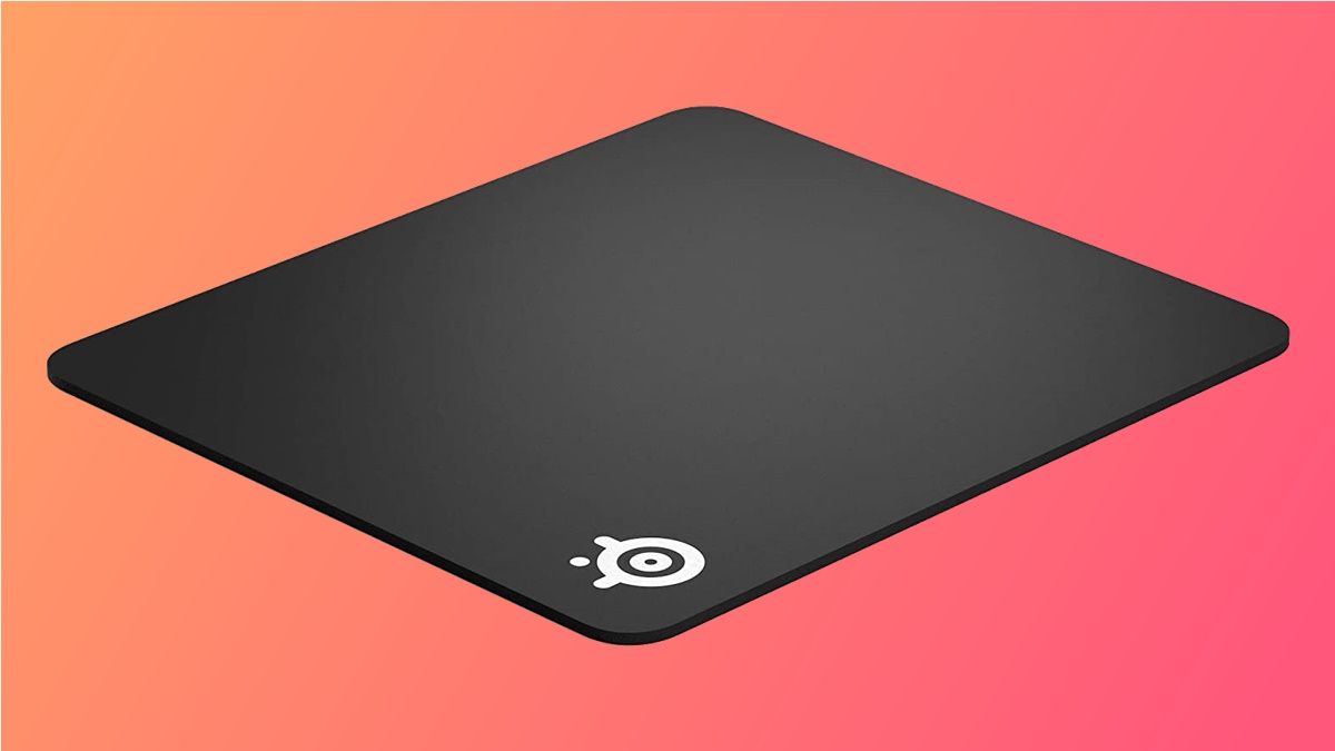 SteelSeries QcK mouse pad on orange background