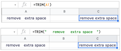 TRIM function in Google Sheets