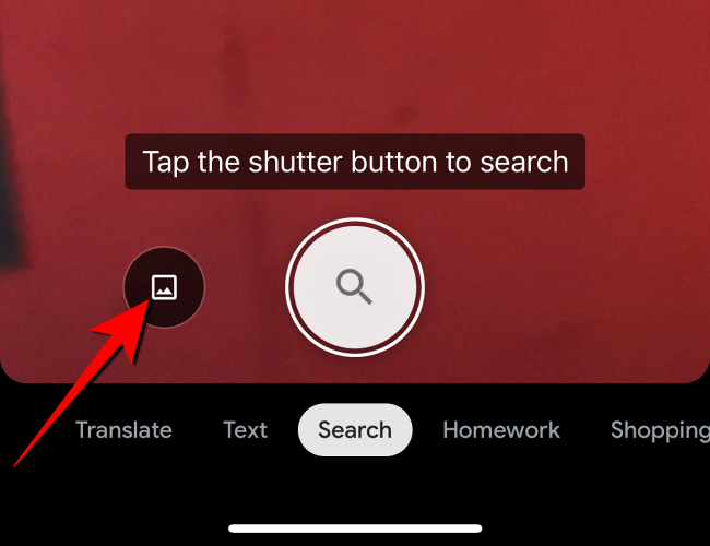 Tap the "Media" button on the Google Lens camera screen.