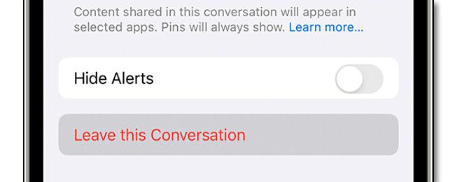 Apple group chat "Leave this Conversation" screenshot