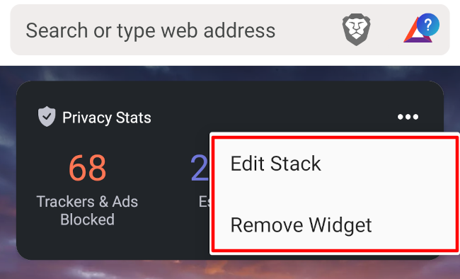 Edit the stack or remove the entire widget.