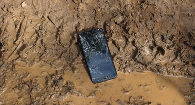 Phone in mud.