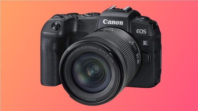 Canon EOS RP on pink background