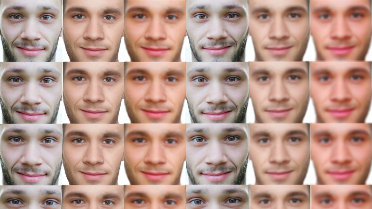 A series of procedural generated faces shown in a grid pattern.