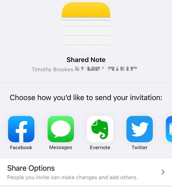 How to share Apple Notes