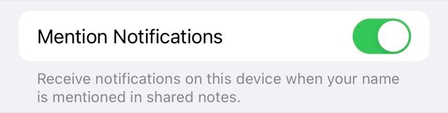 Enable or disable mention notifications for Apple Notes