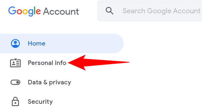 Select "Personal Info" from the left sidebar.