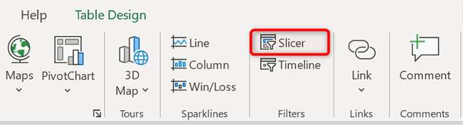 Choose "Slicer" on the "Insert" tab.