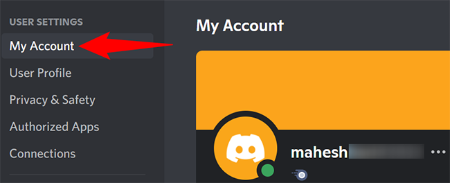 Choose "My Account" from the left sidebar.