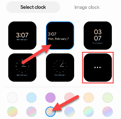 Choose a clock and select the color.
