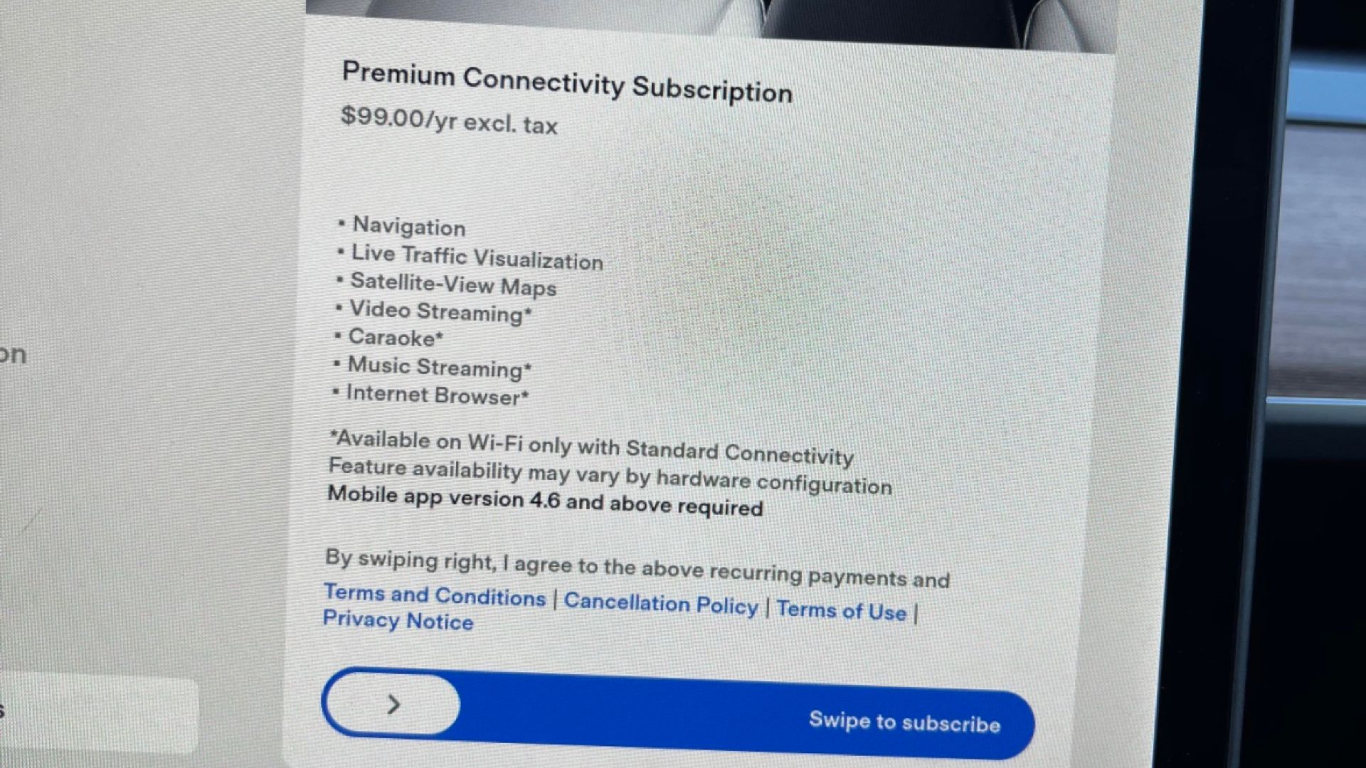 Tesla yearly connectivity fee