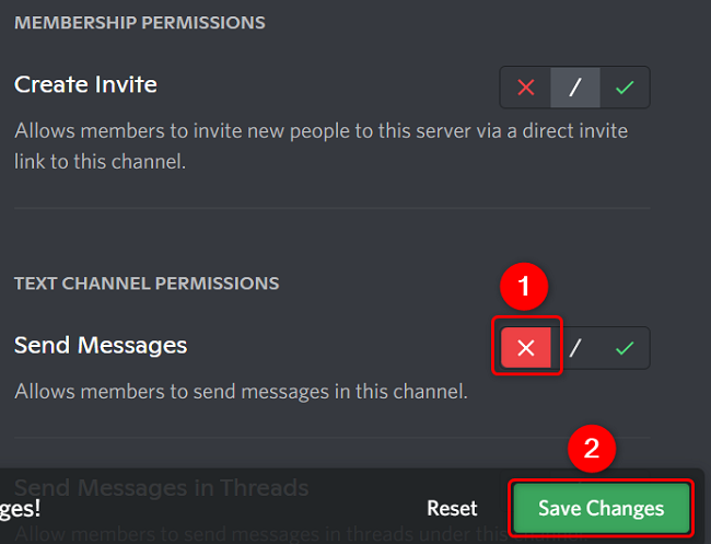 Turn off "Send Messages" and click "Save Changes."