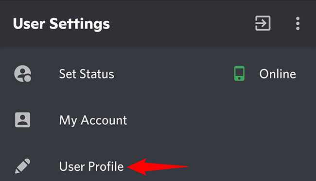 Select "User Profile."
