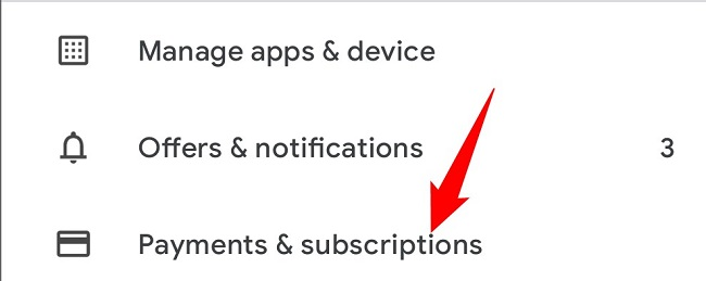 Choose "Payments & Subscriptions" in the menu.