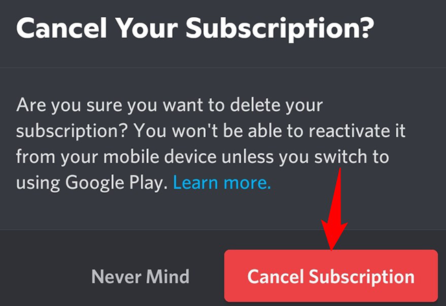 Hit "Cancel Subscription" in the prompt.