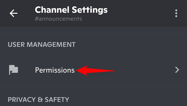 Select the "Permissions" option.