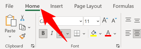 Access the "Home" tab in the ribbon.