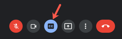 Captions button enabled on Google Meet
