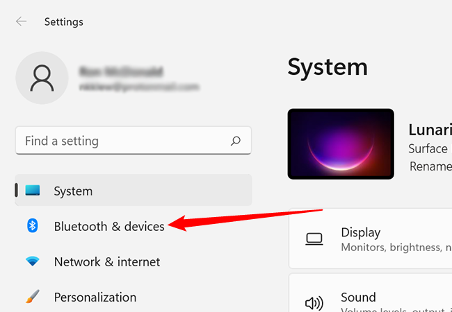 Click "Bluetooth and devices"