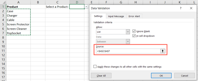 Data Validation with updated cell references