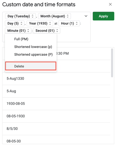 How to Create a Custom Date or Time Format in Google Sheets