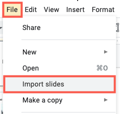 Select File, Import Slides