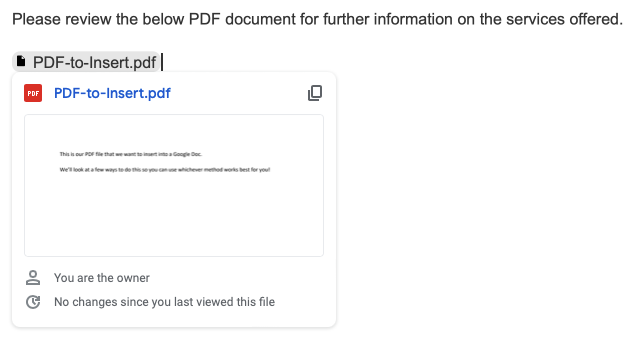 Icon for link inserted in Google Docs