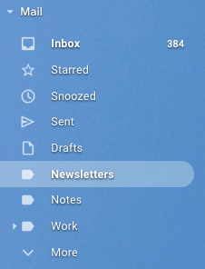 Label folder in the sidebar in Gmail