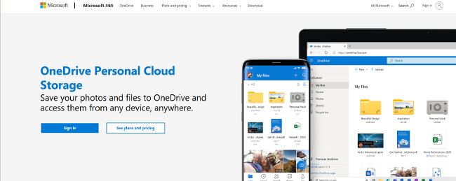 OneDrive homepage