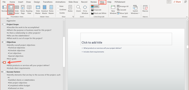 Outline View in PowerPoint