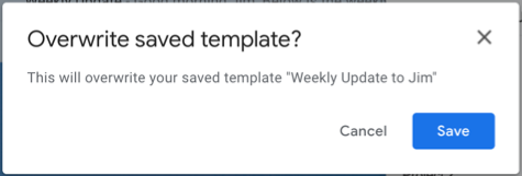 Confirm overwriting the template