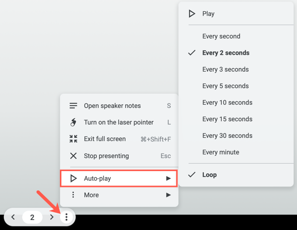 how to make a google slides presentation play automatically