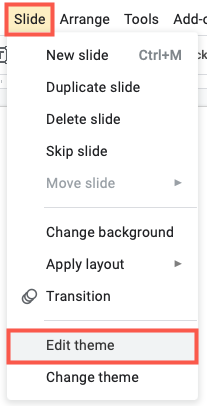 Select Slide, Edit Theme