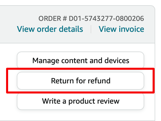 Return for Refund on Amazon
