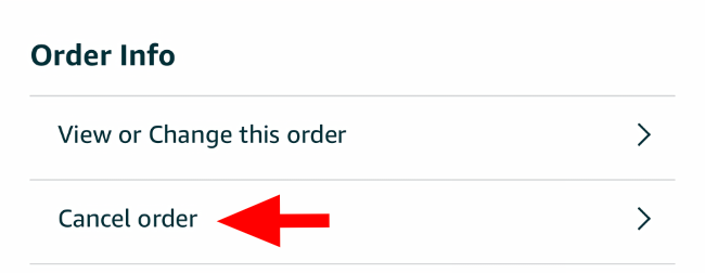 Starting to cancel an order in the Amazon app