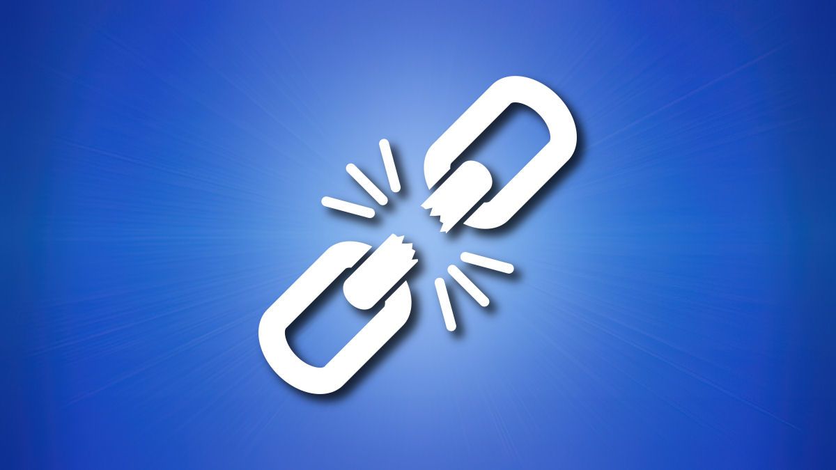 A broken link illustration on a blue background