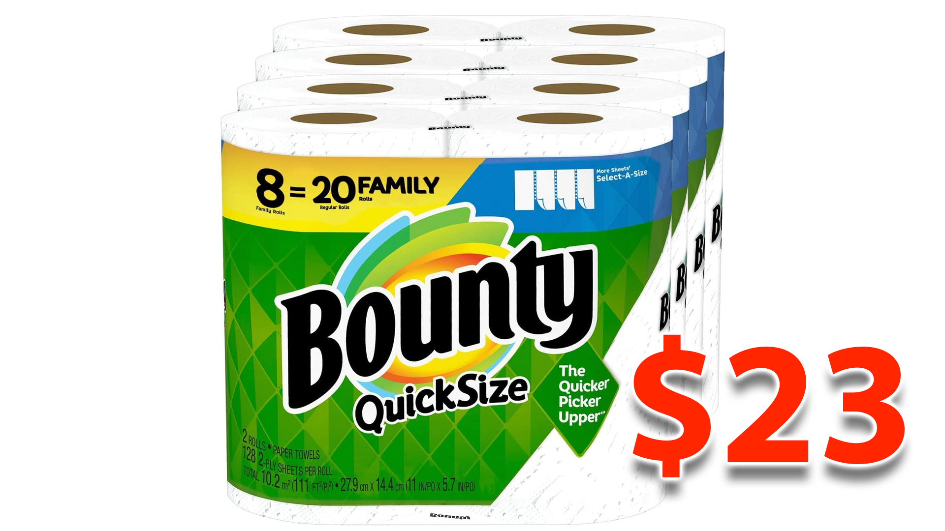 A set of overpriced Bounty paper towels.