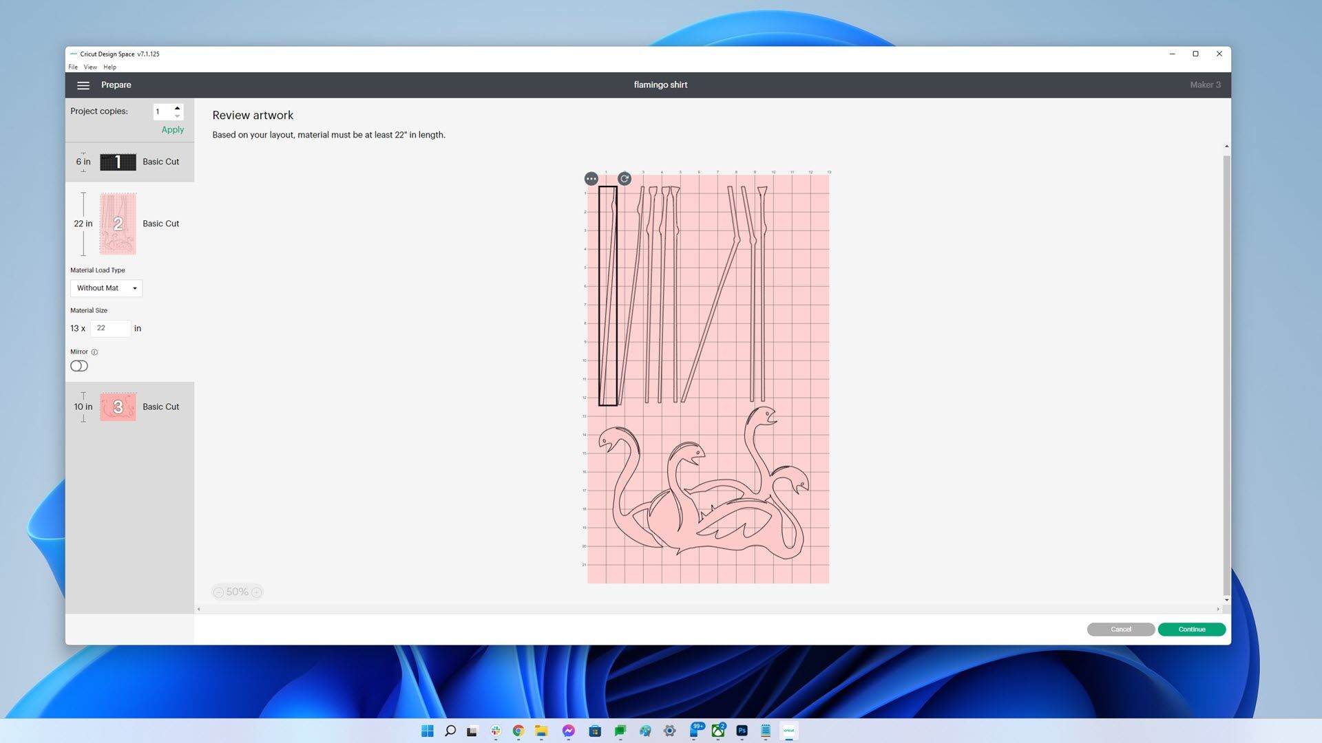 A screenshot of the Cricut design software