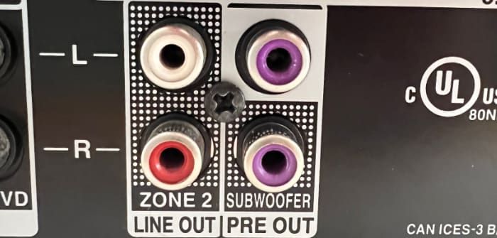Subwoofer connections on A/V receiver