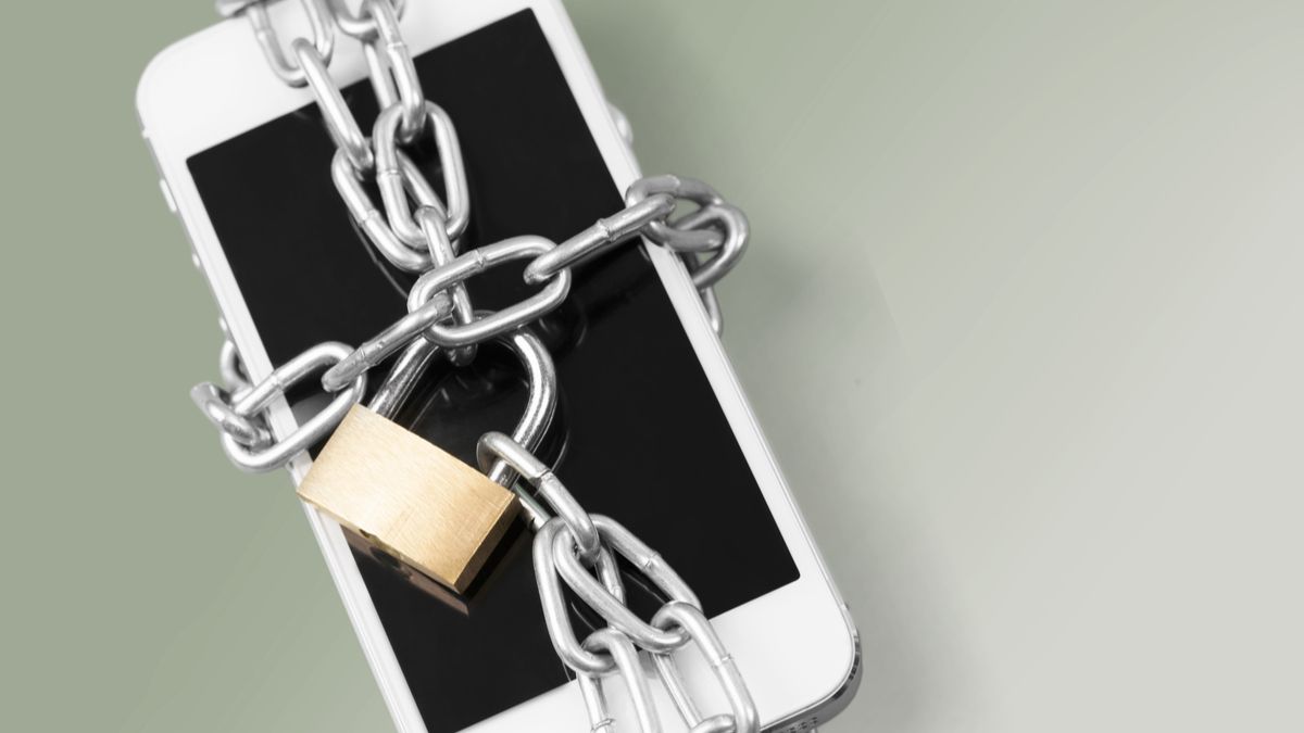 iPhone with a lock and chain