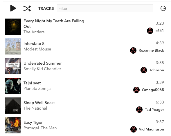 Trending music in your listener network on Napster.