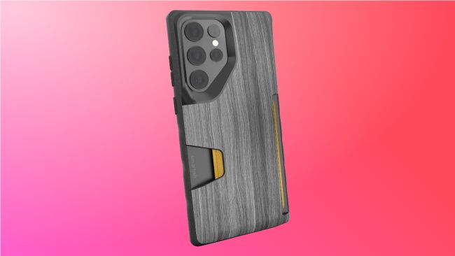 Smartish Wallet Slayer on pink background