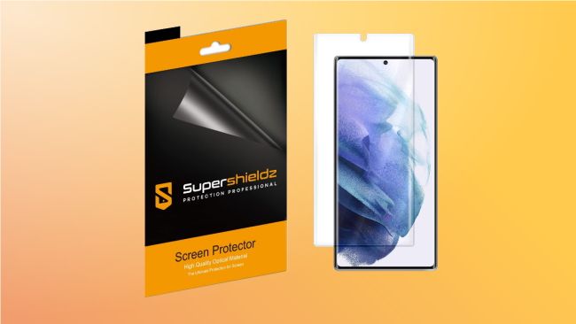 SuperShieldz screen protector on orange background