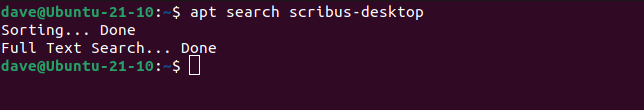 Searching the repositories for a package called scribus-desktop