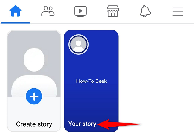 Select "Your Story" at the top.